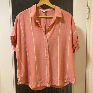 Pink striped Lucky Brand button up top